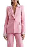 Reiss Pink Single Breasted Wool Blend Blazer In Pink