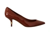 DOLCE & GABBANA DOLCE & GABBANA BROWN KITTEN HEELS PUMPS PATENT LEATHER WOMEN'S SHOES