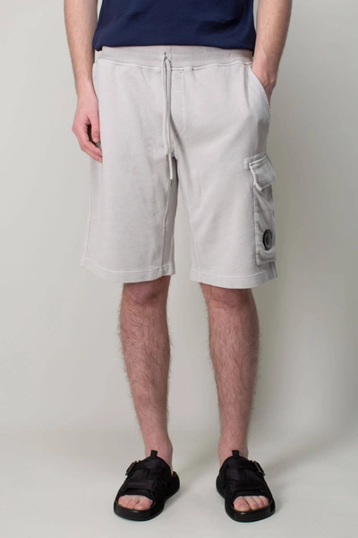 C.p. Company Cotton Fleece Cargo Shorts Pants In Grey