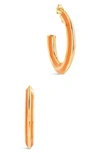Sterling Forever Faven Enamel Hoop Earrings In Gold