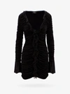 Blumarine Deep V-neck Ruched Minidress In Black