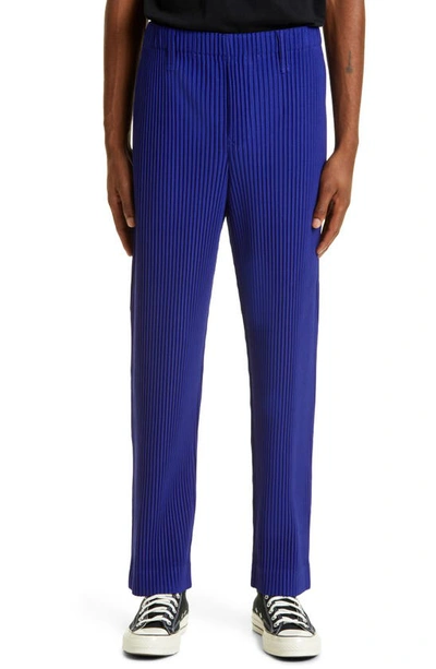 Issey Miyake Navy Tailored Pleats 1 Trousers In Viola Violet
