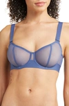 Dkny Sheers Strapless Underwire Bra In Gray Blue