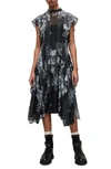 Allsaints Freya Venetia Floral Midi Dress In Black