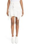 Isabel Marant Geneva Ruffle Asymmetric Mini Skirt In White