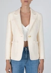 Derek Lam 10 Crosby Assila Single Breasted Braid Trim Jacket In White