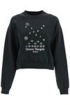Maison Margiela Mm1 Mm10 Crew-neck Sweatshirt With Maxi Frontal Embroidery In Black