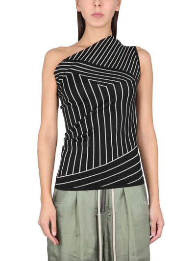 Rick Owens Striped One-shoulder Knitted Top In Multi-colored