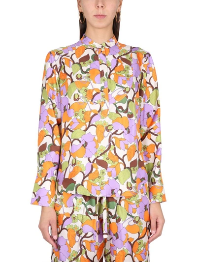 La Doublej Portofino Floral-print Silk-twill Shirt In Multicolor