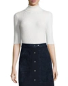 Theory Leenda R Ribbed Merino Wool-blend Turtleneck Sweater In Ivory