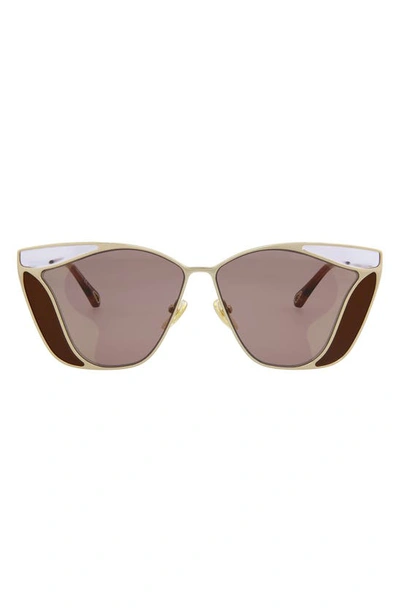 Chloé 59mm Colorblock Square Sunglasses In Gold