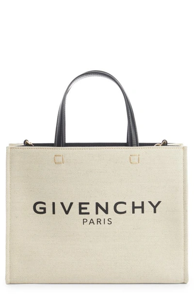 Givenchy Small Canvas G-tote In Beige/ Black