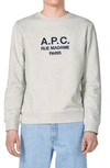 Apc Grey Rufus Sweatshirt In Heathered Ecru