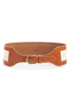 Isabel Marant Woma Canvas & Leather Belt In Ecru/ Cognac