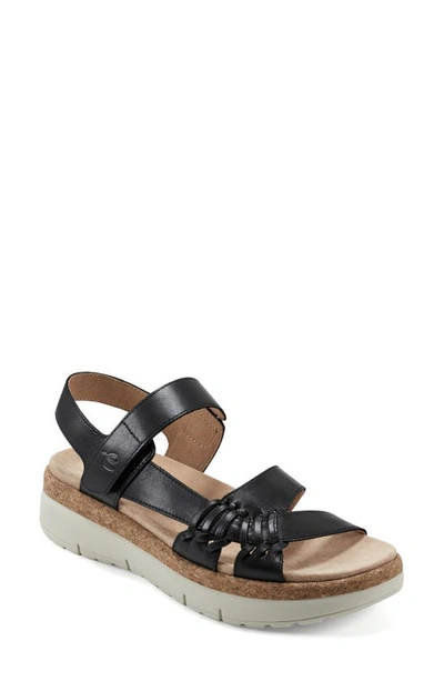 Easy Spirit Ilena Strappy Sandal In Black Leather