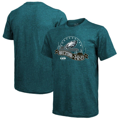 Majestic Threads Midnight Green Philadelphia Eagles Super Bowl Lvii Tri-blend Desert T-shirt