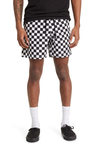 Vans Range Relaxed Stretch Checkerboard Shorts In Black