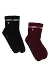 Arebesk 2-pack Classic Crew Grip Socks In Black/burgundy