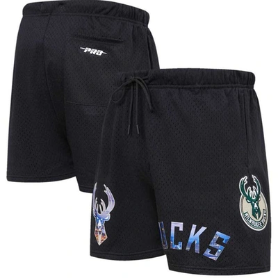 Pro Standard Black Milwaukee Bucks City Scape Mesh Shorts