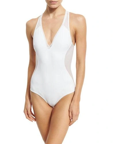 Stella Mccartney Neoprene & Mesh One-piece Swimsuit In White