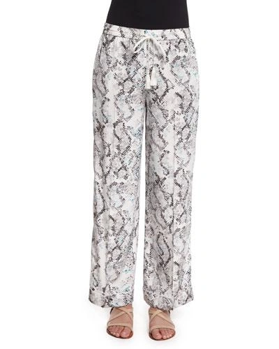 Foundrae Creased Snake-print Pajama Pants, Mint