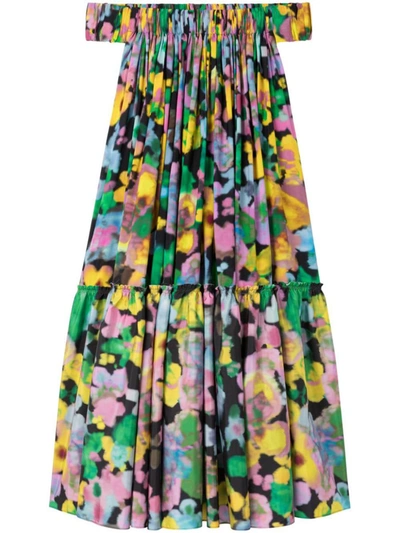 Az Factory With Lutz Huelle Off Shoulder Midi Dress In Multicolour