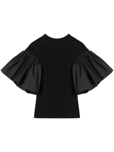 Az Factory With Lutz Huelle Wide Sleeve Jersey Top In Black