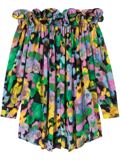 Az Factory With Lutz Huelle Off Shoulder Short Dress In Multicolour