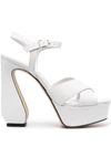 Si Rossi White Sandals With A Sculpted Heel In White