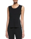Misook Sparkle Scoop-neck Tank In Black