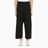 Studio Nicholson Cropped Navy Cotton Trousers In Blue