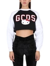 Gcds Hello Kitty Cotton Crop Sweatshirt In Multicolor