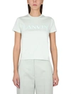 Lanvin T-shirt With Logo Embroidery In Green