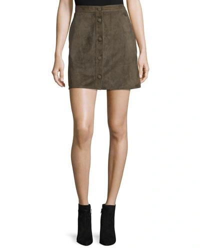 Helmut Lang Suede High-rise Mini Skirt, Marsh