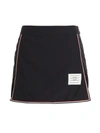 Thom Browne Structured Black Midi Skirt With Contrasting Piping In Blue