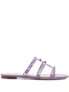 Valentino Rockstud Caged Leather Sandal In Lilac