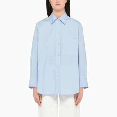 Vince Long-sleeve Cotton Shirt In Light Blue