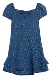 BCBG KIDS' FLORAL PUFF SLEEVE CHAMBRAY DRESS