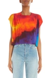 Rabanne Crew Neck T-shirt With Tie Dye Pattern In Plastic Art