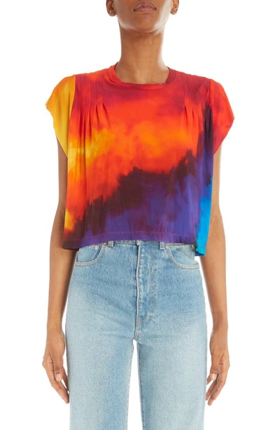 Rabanne Crew Neck T-shirt With Tie Dye Pattern In Multicolor