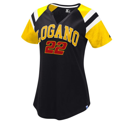 Starter Red/yellow Joey Logano Game On Notch V-neck T-shirt In Black