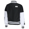 Wear By Erin Andrews Women's  Black, White Las Vegas Raiders Full-zip Varsity Jacket In Black