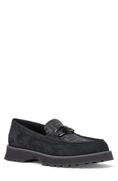Fendi O'lock Logo Print Loafers - Men's - Calf Leather/rubber/fabric In Black