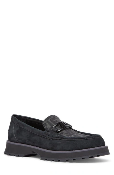 Fendi Black O'lock Logo Print Loafers