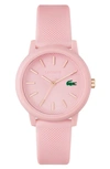 Lacoste Women's L.12.12 Pink Silicone Strap Watch 36mm In Pink