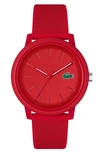 Lacoste Men's L.12.12 Red Silicone Strap Watch 42mm In Red