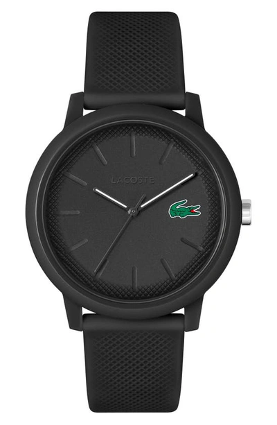 Lacoste Men's L.12.12 Black Silicone Strap Watch 42mm