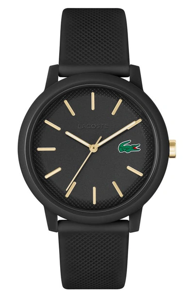 Lacoste Men's L.12.12 Black Silicone Strap Watch 42mm