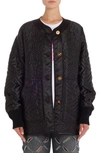 VERSACE TECHNO ORCHID PRINT REVERSIBLE QUILTED JACKET