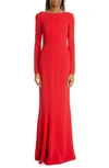 Givenchy Flared-hem Chain-strap Stretch-woven Maxi Dress In Vermillon